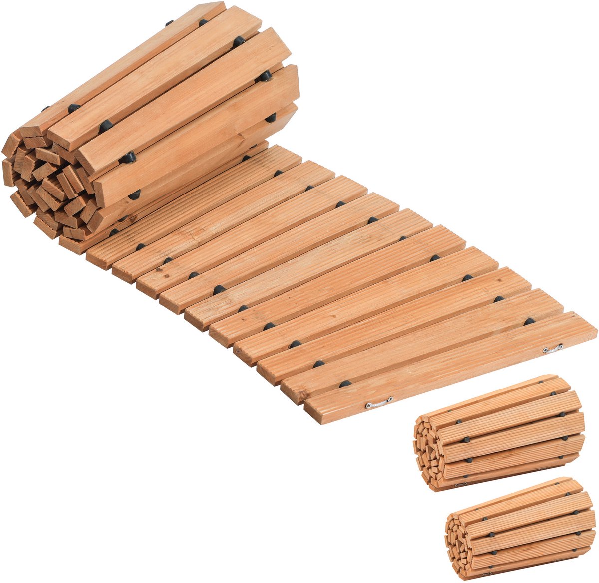 Houten Tuinpad, Antislip, Van Cederhout Met Koordverbinding, Ideaal Als Decoratieve Gazonverharding Voor Tuinpromenades