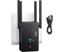 Wifi versterker-1200 Mbps-WiFi Repeater-wifi versterker stopcontact-Internet Versneller-Draadloze signaalversterker voor thuis-zwart