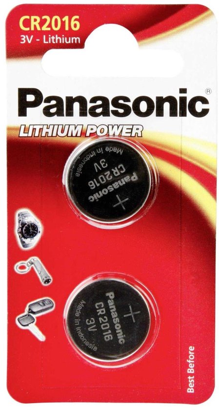 Batterij Panasonic "Lithium Power" knoopcelbatterijen - type CR-2016