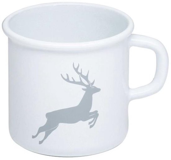 Riess, 0274-033, hoge pan met chromen rand 22 cm, zonder deksel, klassiek wit, diameter 22 cm, inhoud 6 liter, emaille, wit, inductie