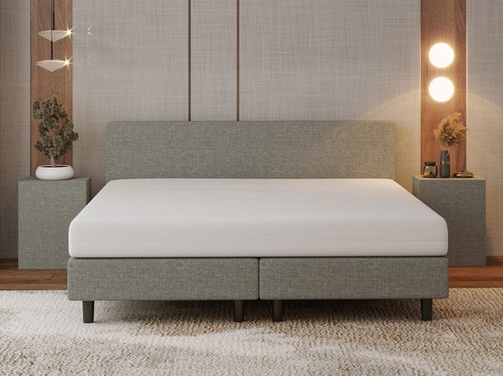 Nessa® - Boxspring Bjorn Grijs 180x200 - Matelas à ressorts ensachés inclus