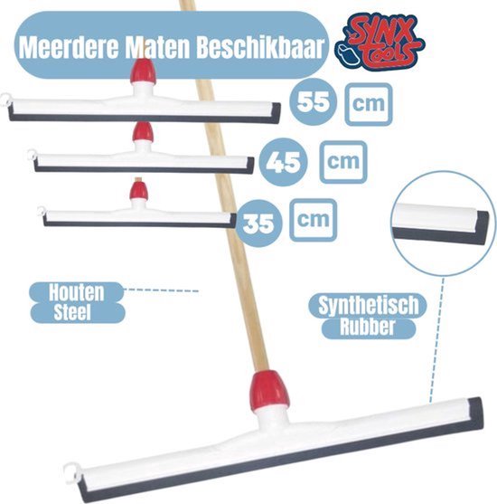 Synx Tools Coco Binnenbezem 30cm + Vloertrekker Kunststof 45cm met Steel 120cm - Zaalveger - Vloerreiniger - Natuurrubber - Zachte bezem kokos Met steel 150cm van Synx Tools — afbeelding 3