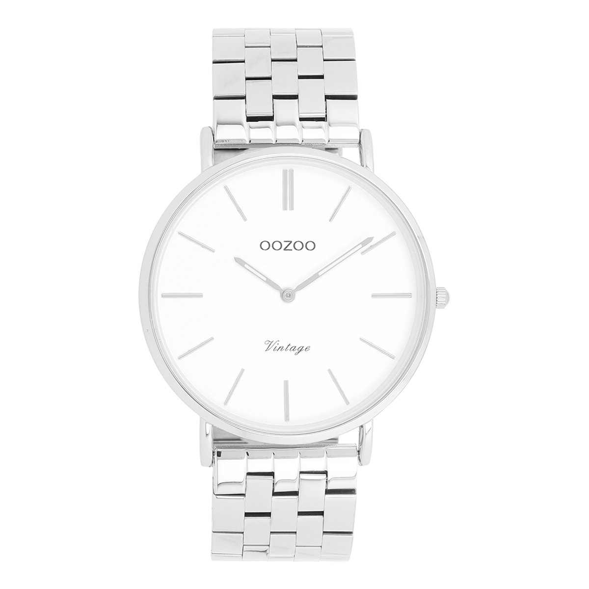 OOZOO Vintage series - Zilverkleurige horloge met roestvrijstalen armband roestvrijstalen armband - C20400
