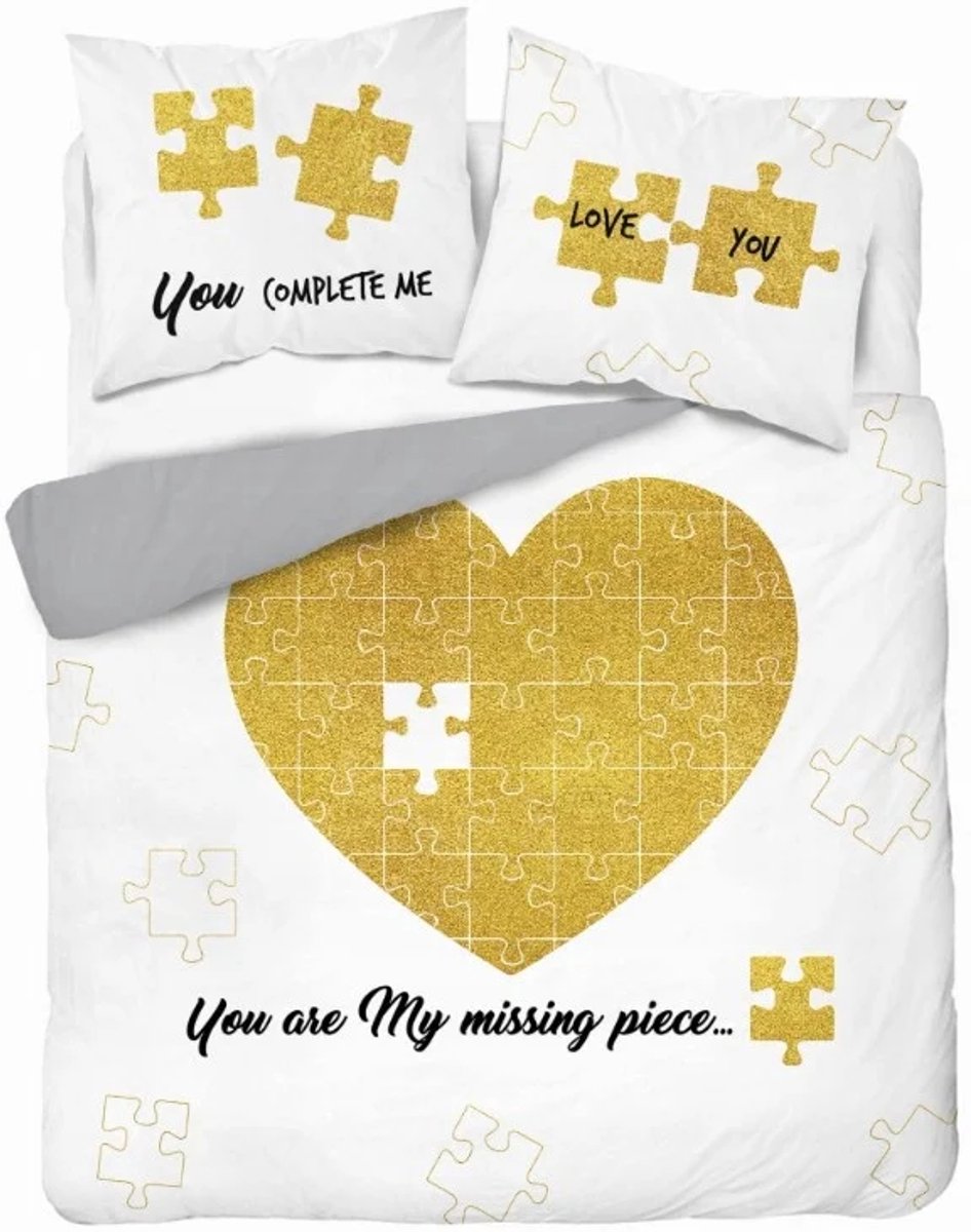 Katoen dekbedovertrek You are my missing piece - 220x200 + 2st. 70x80 cm