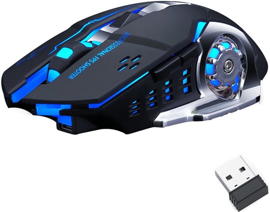 NAXSIR Draadloze Gaming Muis - Bluetooth 5.2 & 2.4GHz Dual Mode - 1600DPI Instelbaar - 168Uur Batterij - RGB Verlichting & Stille Knoppen (USB-C Oplaadbaar)