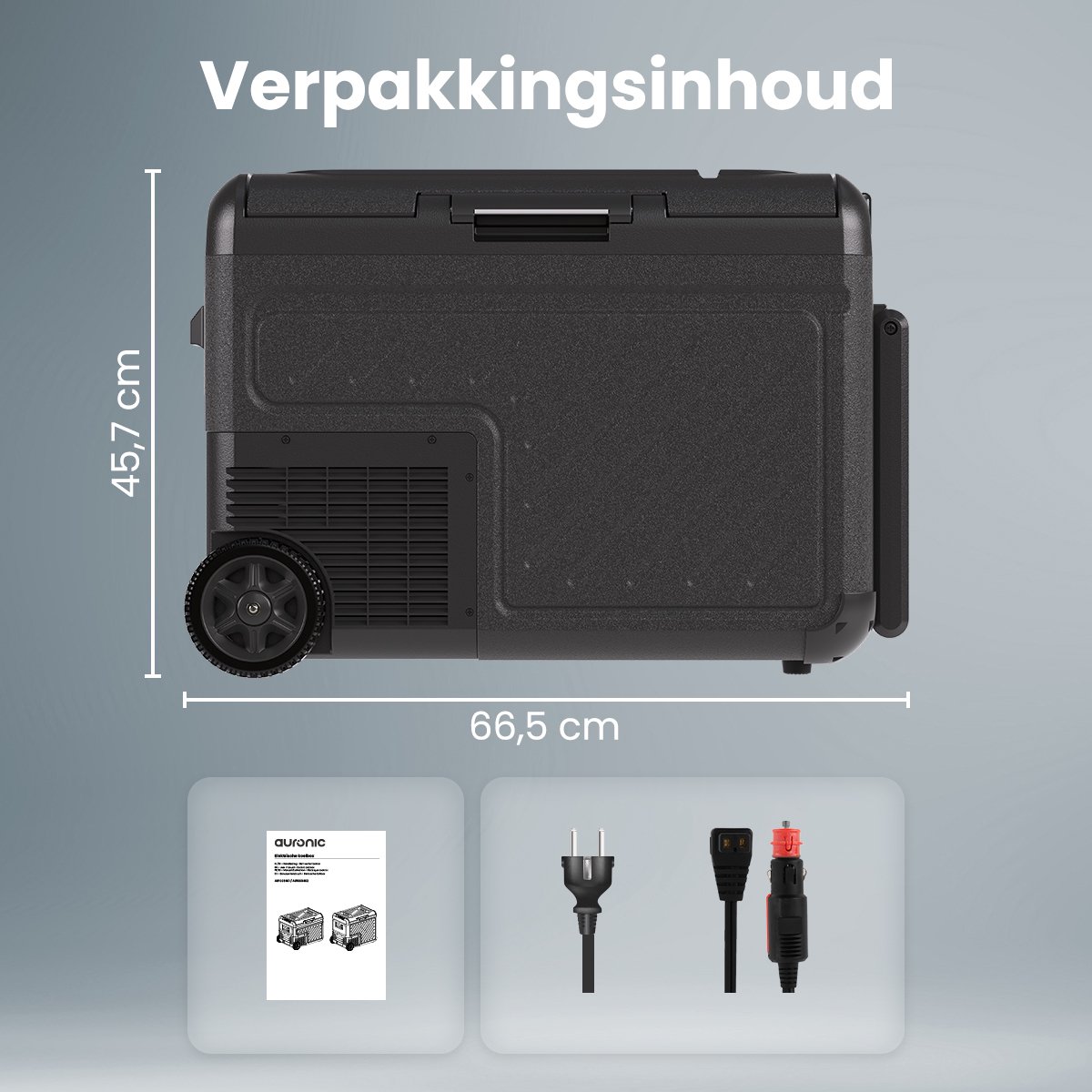 Auronic Elektrische Koelbox - Compressor - Met Wielen - 12V 230 Volt - Camping Koelkast - Auto - 40L - Frigobox - Zwart/Grijs – foto 8