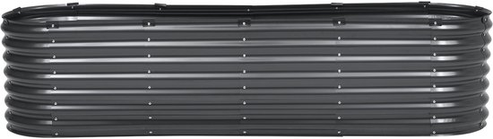 Lot de 2 bacs surélevés en métal galvanisé, 44 x 61 x 61 cm, spacieux pour le Jardinage, gris foncé