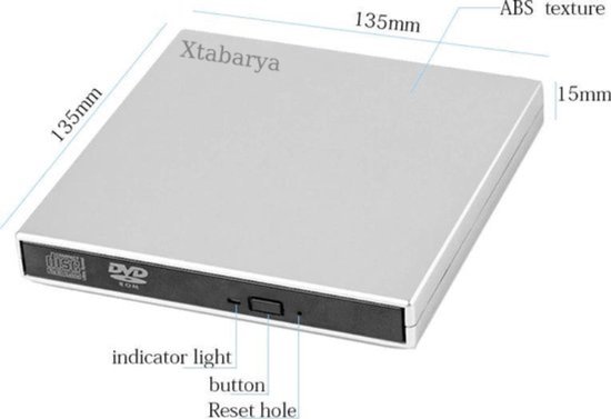 CD-ROM Speler Externe Dvd Usb 2.0 DVD-ROM Drivecd Rw Optische Drive Recorder Draagbare Voor Macbook Laptop Computer Pc Windows 7/8 van Xtabarya — afbeelding 3