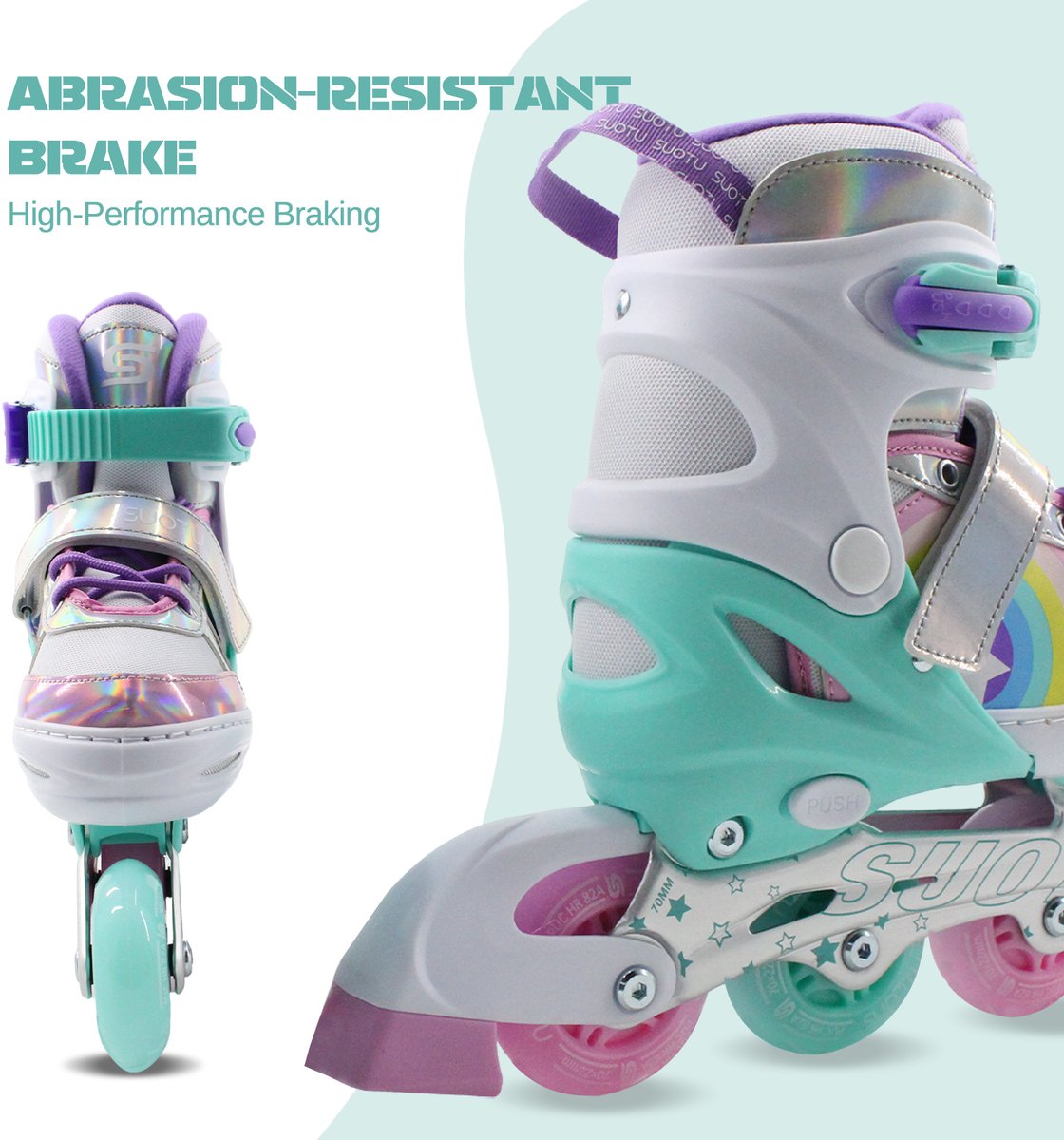 Patins à Roues Alignées Ajustables Pour Filles Et Garçons Avec