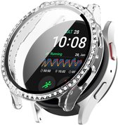 Watch case screenprotector - hoesje - gehard glas - geschikt voor Samsung Galaxy Watch 7 (40 mm) - glittersteentjes - transparant
