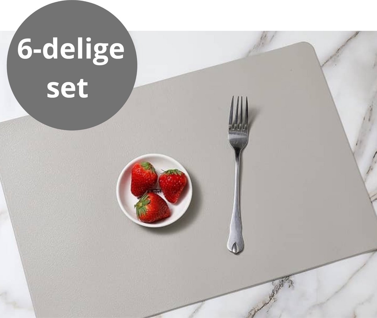Placemats - grijs - 45 x 30 cm - 6 Stuks - onderleggers - water afstotend - afneembaar - anti-slip