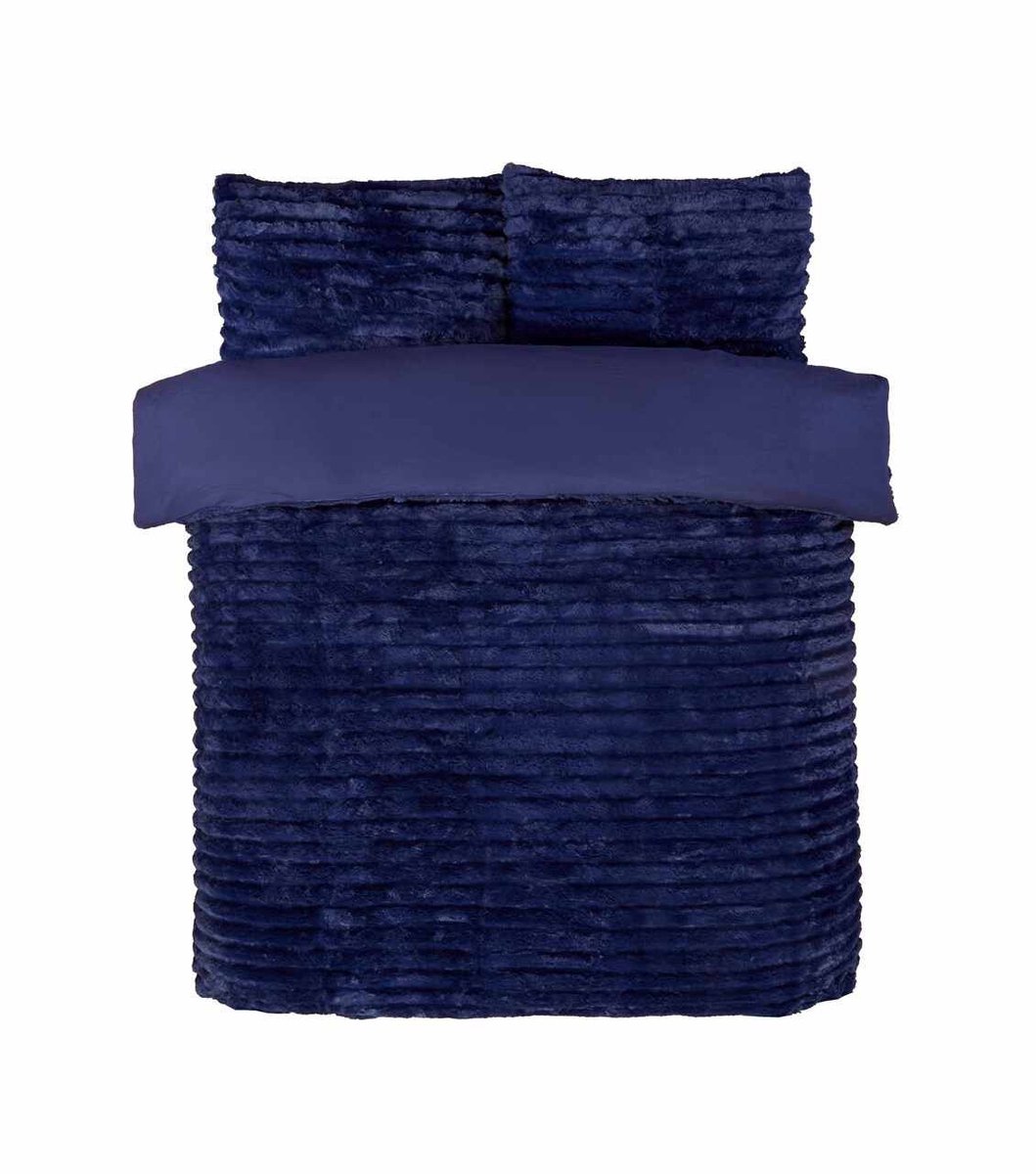 Rabbit Faux Fur fleece dekbedovertrek - Blauw - eenpersoons - 135 x 200 cm + 50 x 75 cm