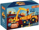 Mudpuppy - legpuzzel bouwplaats - Werkvoertuigen Folie Puzzel - 100st