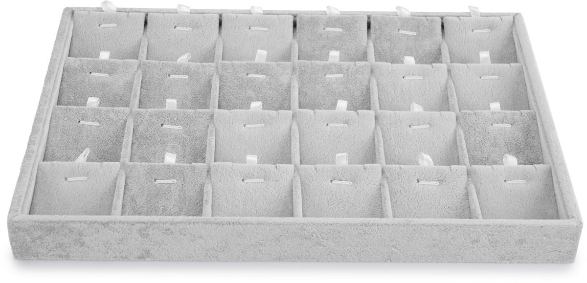 Ibenzoa® Sieradenopslag Dienblad met Verstelbare Vakken voor Oorbellen en Hangers in Luxe Fluweel