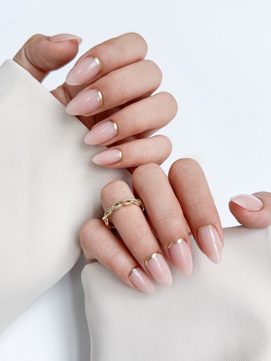 Gold en Almond Nagels Set - Press On Nails - 30 Stuks