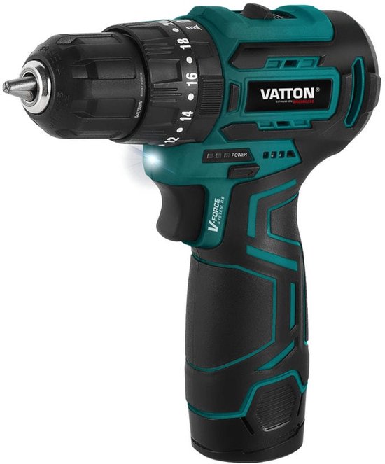 Accu Klopboormachine – Brushless Motor – VATTON 12V - 2 Snelheden – 1x 2.0Ah Li-ion Accu – Inclusief Lader & Accessoireset – Compact & Ergonomisch