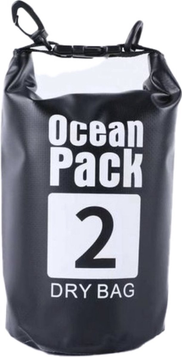 Waterdichte Tas - Dry bag - 2L - Zwart - Ocean Pack - Dry Sack - Survival Outdoor Rugzak - Drybags - Boottas - Zeiltas