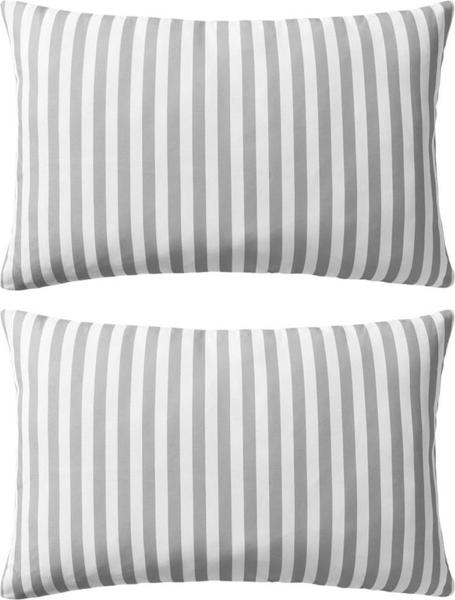 vidaXL Buitenkussens - 60x40 - cm - gestreept - grijs - 2 - st