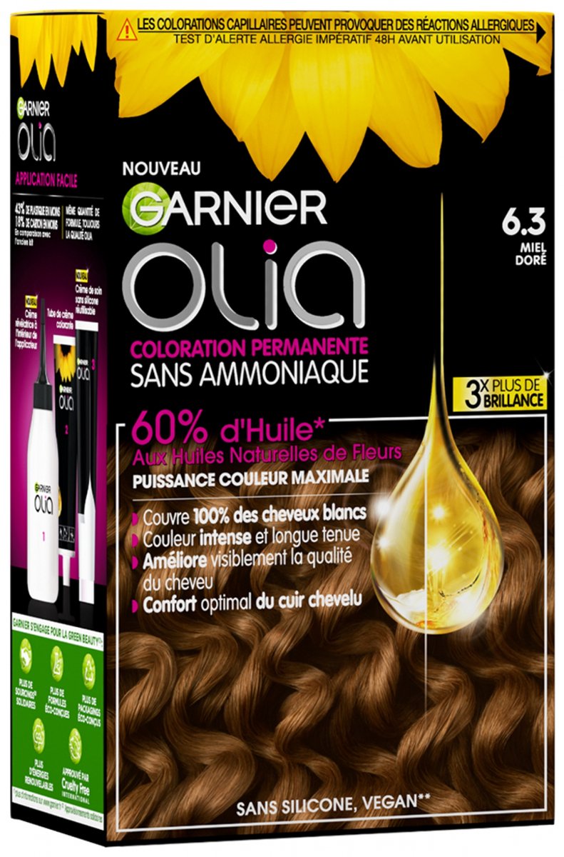Garnier Olia Ammoniavrije Permanente Haarkleuring 120 g (Kleuren : 6.3 Gouden honing)