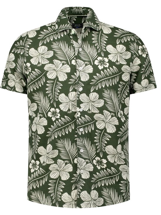New Zealand casual overhemd korte mouw groen