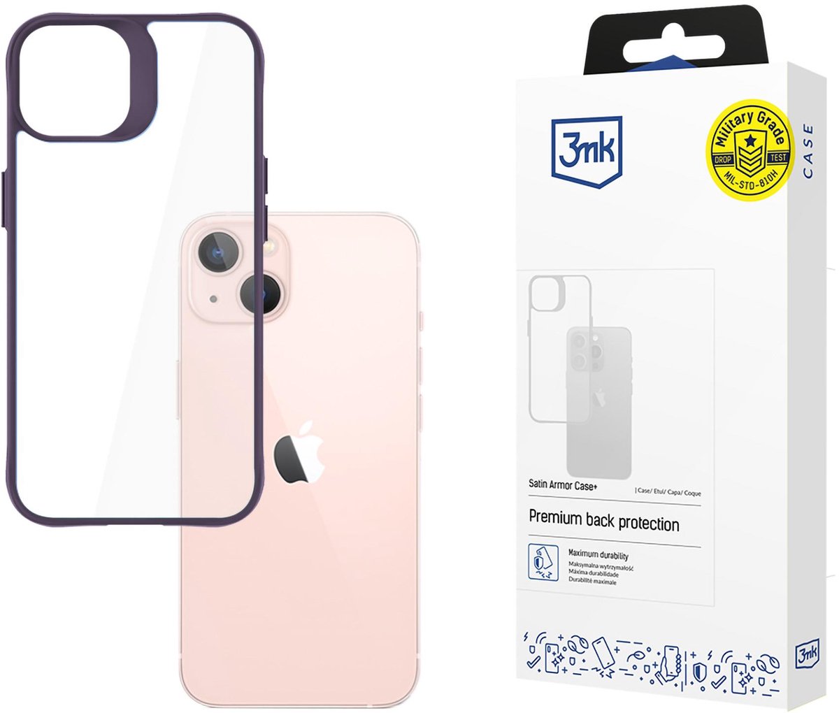Apple iPhone 14 - 3mk Satin Armor Case+ Paars