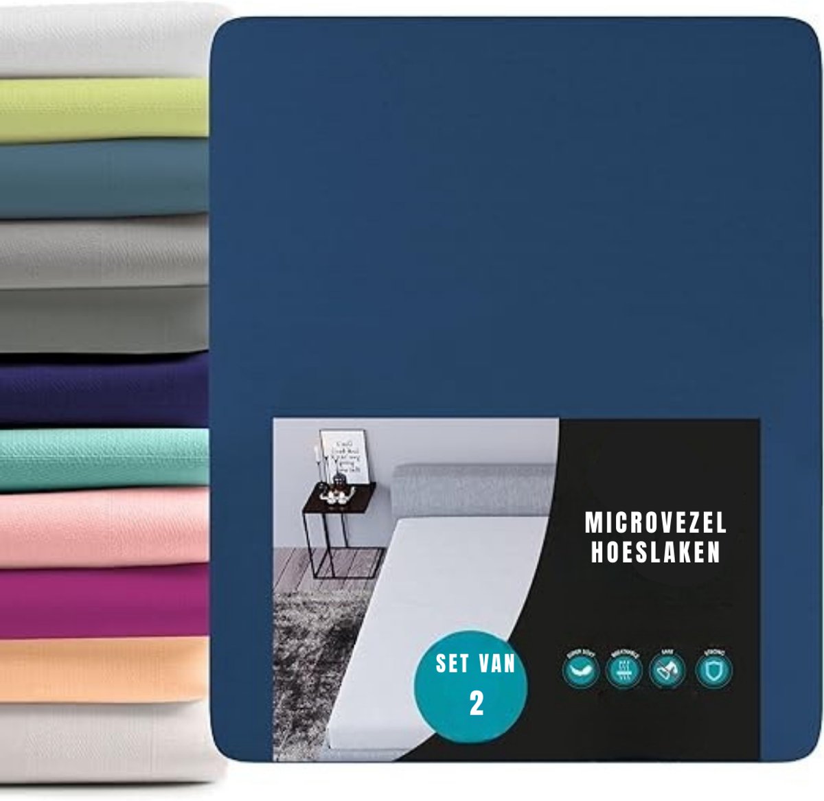 GTB® Dekbedovertrek 180x200 - Dekbedovertrek - Dekbed - Donkerblauw - 200cm x 180cm x 1cm