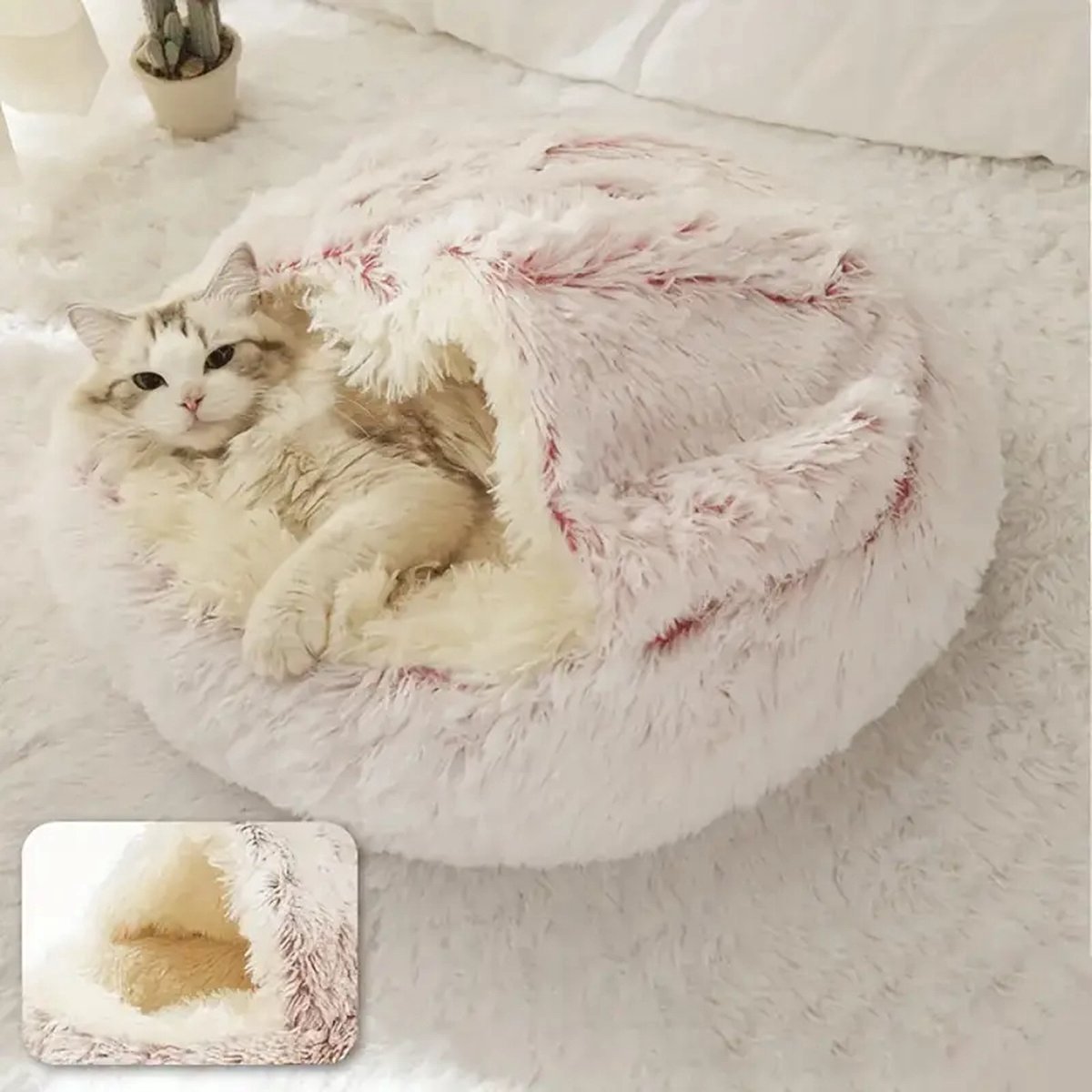 Cave hondenmand 50cm - kalmerend en angstverlichtend - voor kleine honden/katten - donut - Roze – foto 2