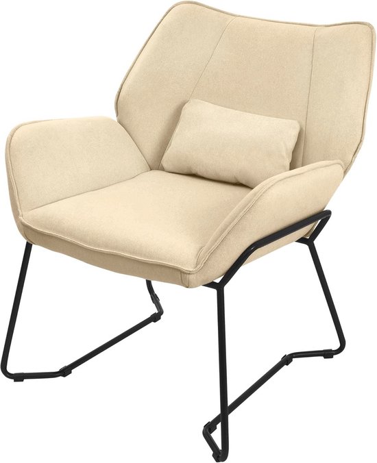 Relax Fauteuil Crème Met Ster PU Lederen Bekleding Met Metalen Poten Ml Design