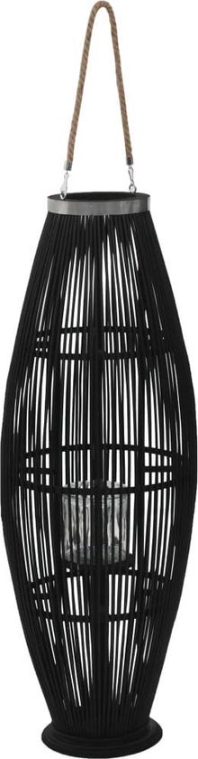 vidaXL - Lantaarnhouder - hangend - 95 - cm - bamboe - zwart