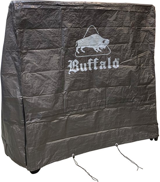 Housse grise pour table de tennis avec logo Buffalo sur le devant.