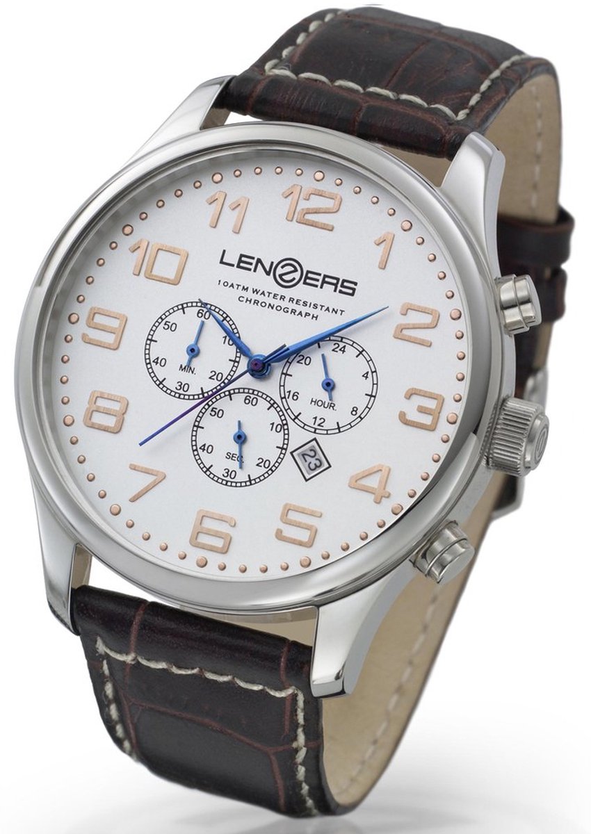Lenzers Javelin Chronograph XL Herenhorloge met Stopwatch en Datum - Quartz 48mm