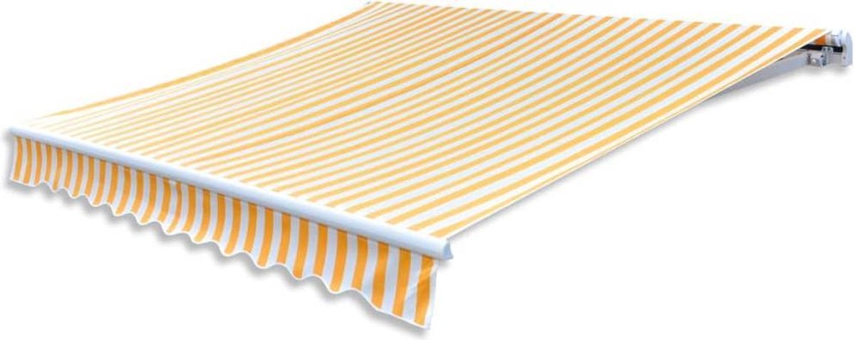 Bol.com vidaXL - Luifeldoek - 4,5x3 - m - canvas - oranje - en - wit aanbieding