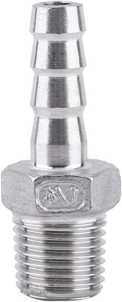 Mannelijke Draadleiding Fitting BSP - Barb Fitting - RVS SS304 (1/4"x8mm)