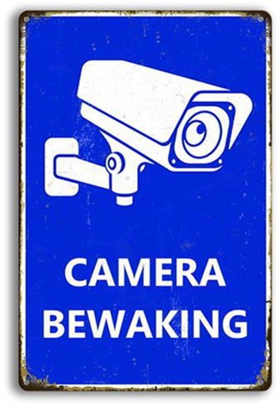 Aluminium Camerabewakingsbord - 24 uur toezicht - 25 × 18 cm - Blauwe ‘CAMERA BEWAKING’ waarschuwing - voor binnen & buiten van Expo Beschermd — afbeelding 3
