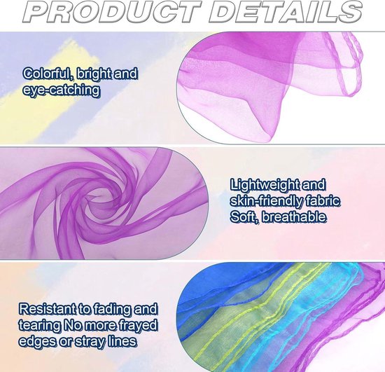 Chiffon speeldoekjes voor dans en jongleren | 40 x 40 cm | 10 stuks | Bekius