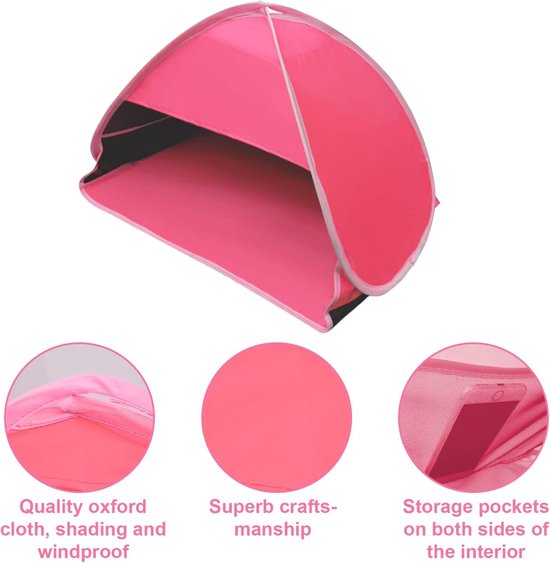 Pop-up strandtent, zonwerende tent, huisdierzonwerende tent, 1-pack mini strandtent, voor kamperen, picknicken, vissen en familie (L: 80*50*55cm) - roze van Merkloos — afbeelding 4