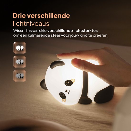 Nachtlampje Kinderen - Mobstore Panda Nachtlampje - Draadloos & Oplaadbaar - Touch Bediening - Dimbaar LED Licht - Timerfunctie - Slaaptrainer - Ideaal voor Babykamer & Kinderkamer - Siliconen Bedlampje van Mobstore — afbeelding 2