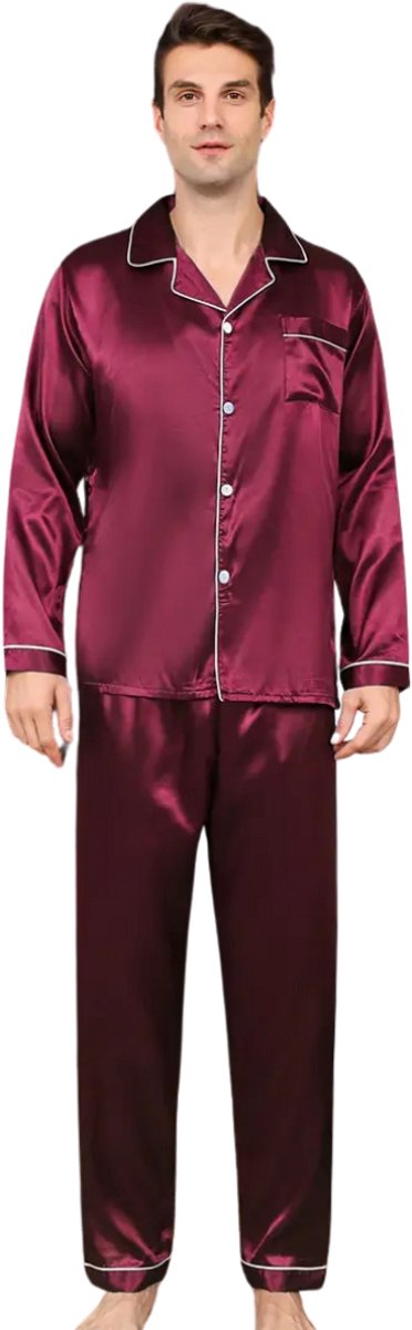 Bovista Satijnen Badjas Heren - Kimono - Kamerjas - Satijn - Ochtendjas - Pyjama - Bordeau