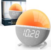 Wekker en Wake up light met Nachtlampje – Digitale Wekker -7 wekgeluiden – Snooze – Dim Display – Makkelijk Bedienen - 100% Garantie