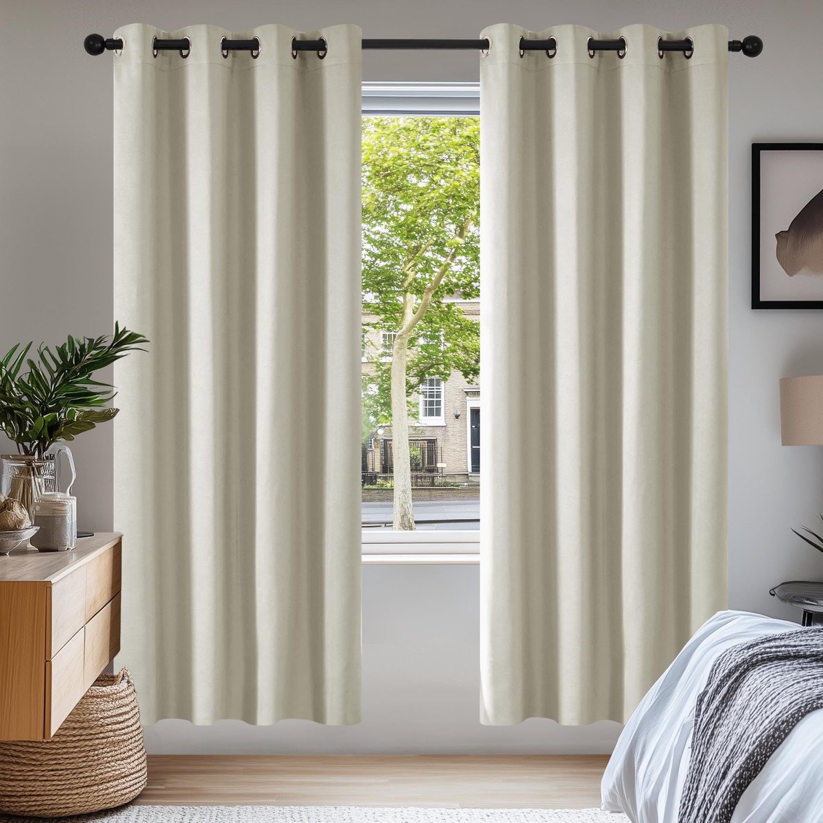 Unyqoos Stijlvolle Verduisteringsgordijnen met Eenvoudig Ophangsysteem voor Optimale Privacy en Comfort Crème
