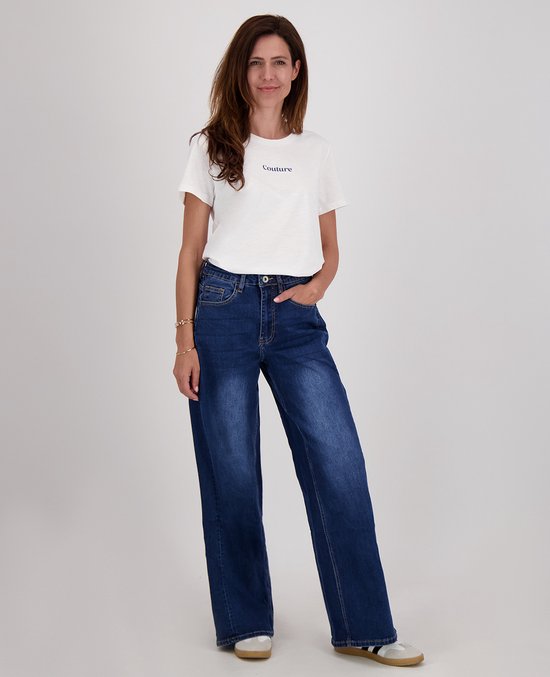 Je m'appelle Dames Broek Straight fit Met stretch - Blauw - Maat XS
