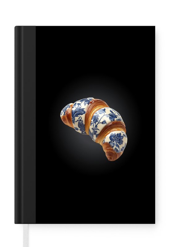 Foto: Notitieboek schrijfboek croissant bloemenpatroon delftsblauw notitieboekje klein a5 formaat schrijfblok