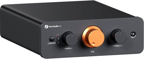 Foto: Fosi audio p4 mini voorversterker met 3 rca ingangen preamp voor versterkers actieve subwoofers luidsprekers