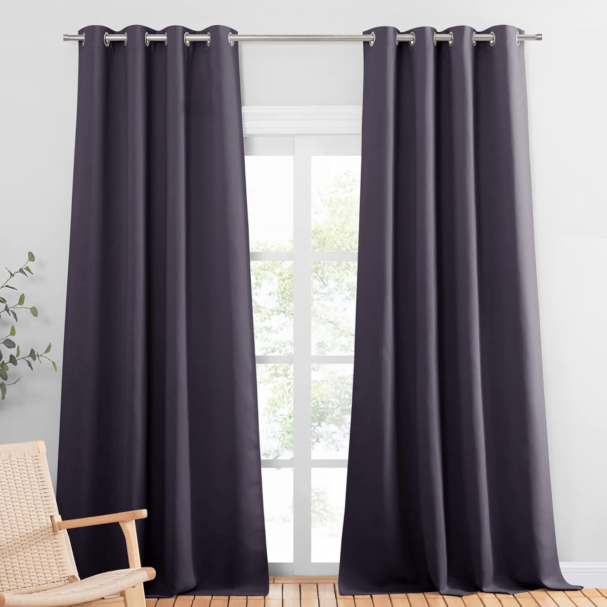 Ibenzoa Dubbelzijdige Rolgordijnen met Oogjes, Zachte Grijs-Paarse Kleur, Set van 2, 245 x 140 cm – Voor Slaapkamer en Woonkamer