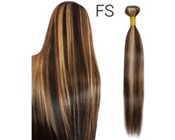 frazimashop -Brazilian hair Remy wave - 18 inch 45 cm - Human hair Straight weave bundel -1 stuk bundel Straight weave mix kleur #4/27