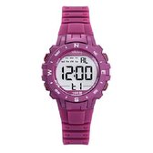Tekday-654798-Dameshorloge-aubergine-zilverkleurig-10 atm waterdicht-diameter 33 mmt-sporten-zwemmen-hoog draagcomfort