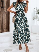 KOJOOIN Zomerjurk voor dames, boho, korte mouwen, maxi-jurk, gesmokt