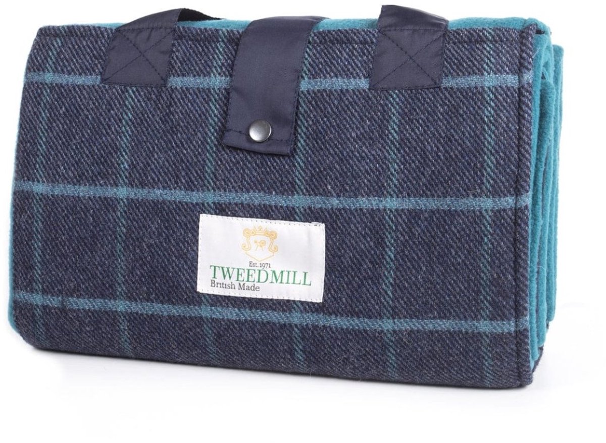 Picknickkleed Leisure Blauw met Turquoise - Fleece - Waterdicht - 137x137cm - Tweedmill