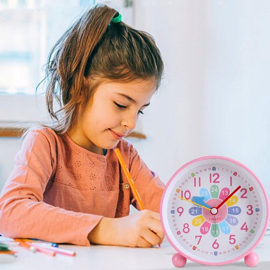 Moderne Vierkante Stille Wekker Voor Kinderen - Opvouwbaar Dual Display - Rustige Sweep Beweging