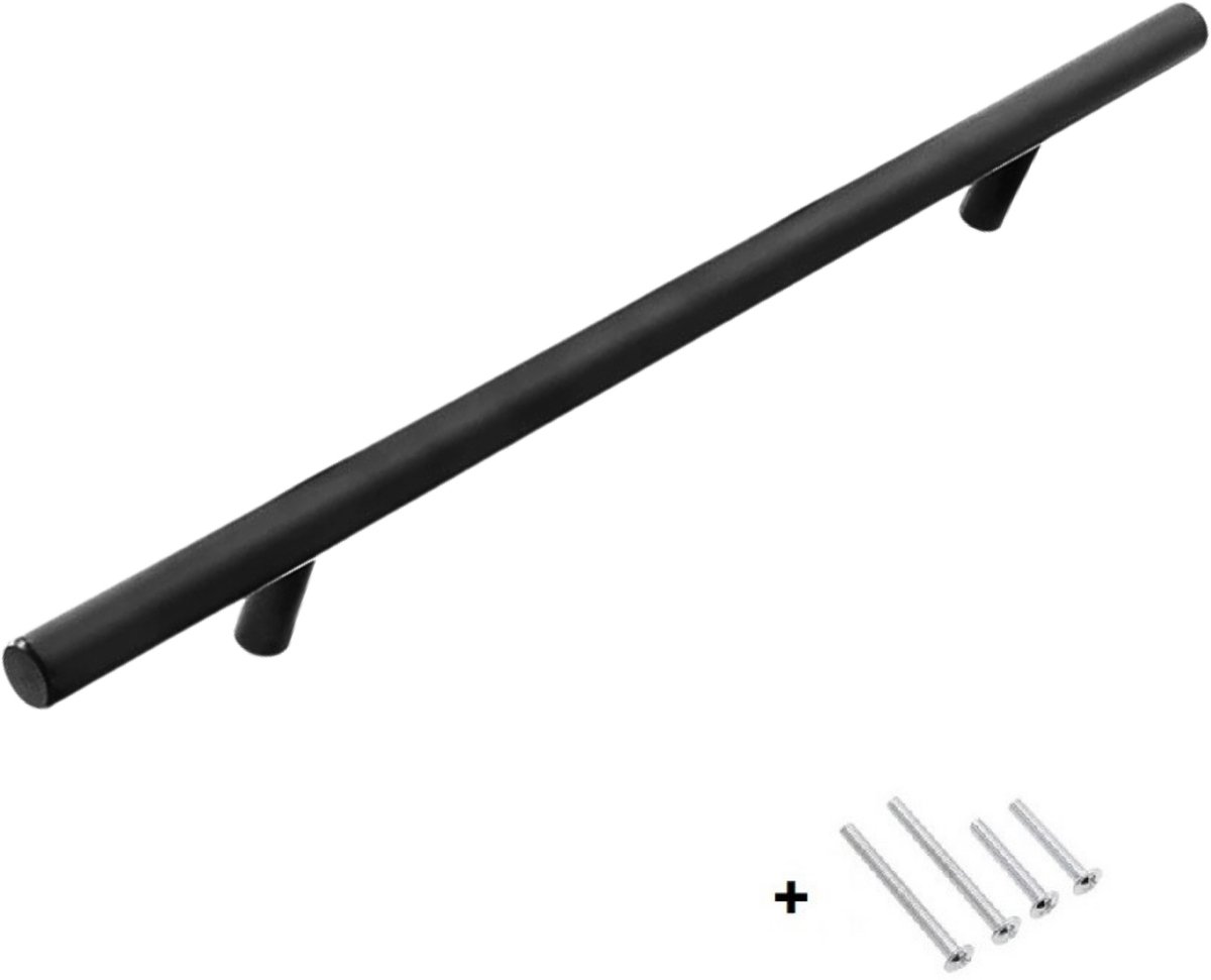 Zwarte Meubelgreep 35cm – Hartafstand 224mm – Ronde Handgreep - incl. Boutjes
